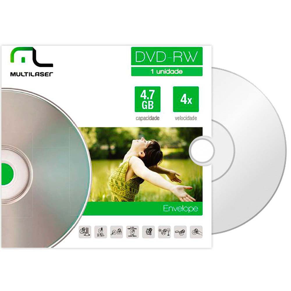 mídia dvd-rw 4x envelope dv064 multilaser
