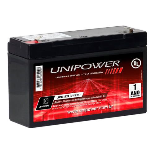 bateria selada unipower up612 6v brinquedos eletrônicos 12ah
