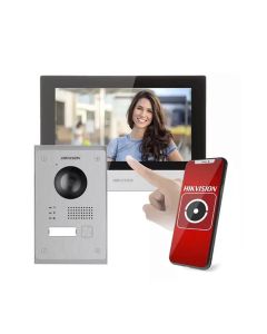 Kit Vídeo Porteiro IP Híbrido Digital com Tela 7 Polegadas e Interfone Hikvision DS-KIS703Y-P IP65